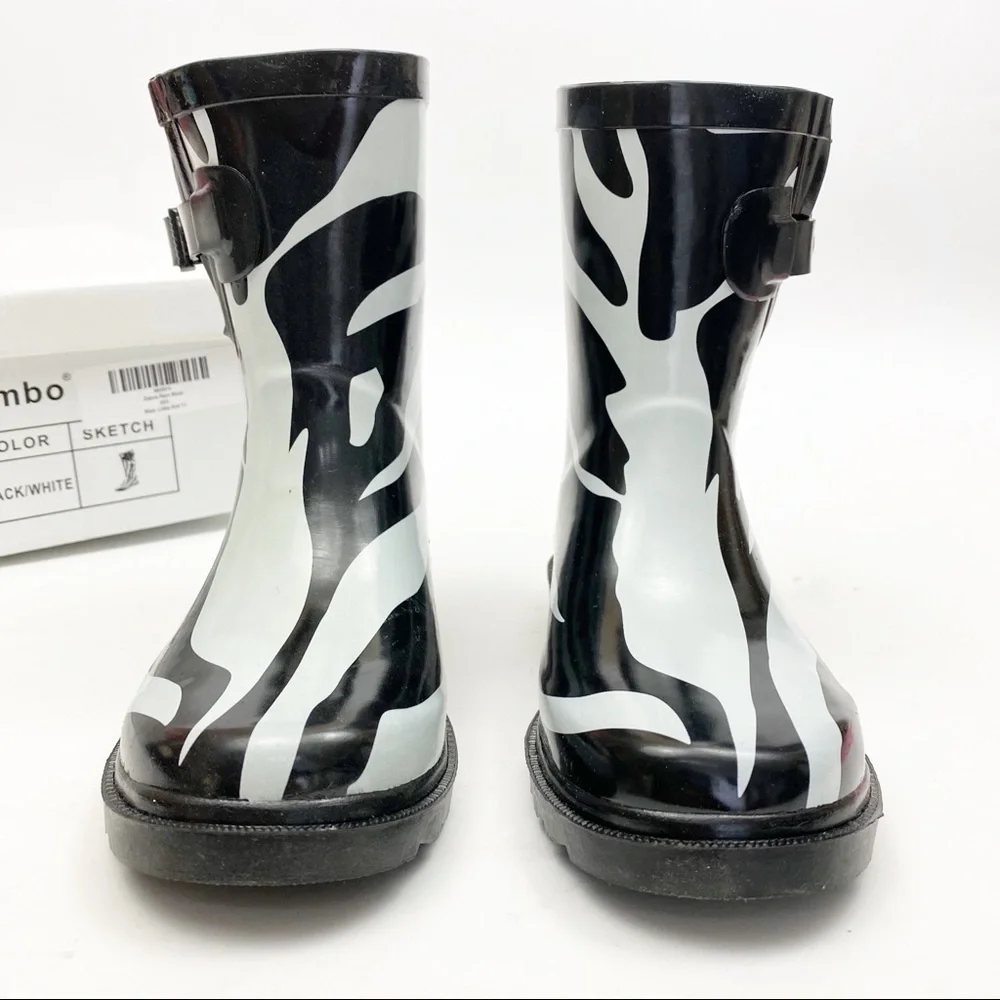 Coco Jumbo Girls Kids Zebra Rain Boots: Black White